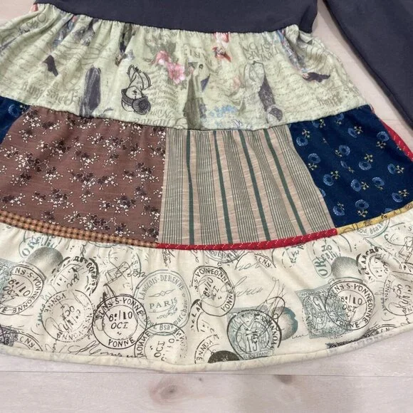 Tutu and Lulu Girls Dress 3-4T Ruffles Patchwork Victorian Stretch Long Sleeve - Picture 2 of 6
